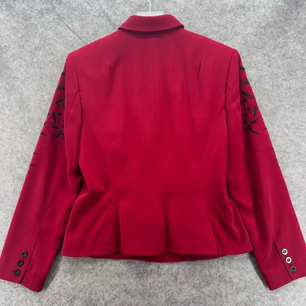 Hairston Roberson Women Embroidered‎ Button Front Jacket Sz 10 Red Western Rodeo